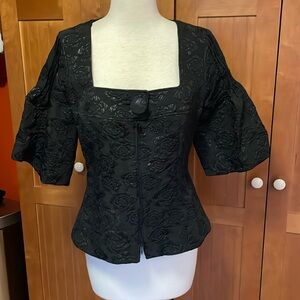 Anne Fontaine black brocade top/jacket. Bell sleeves.  Size 42